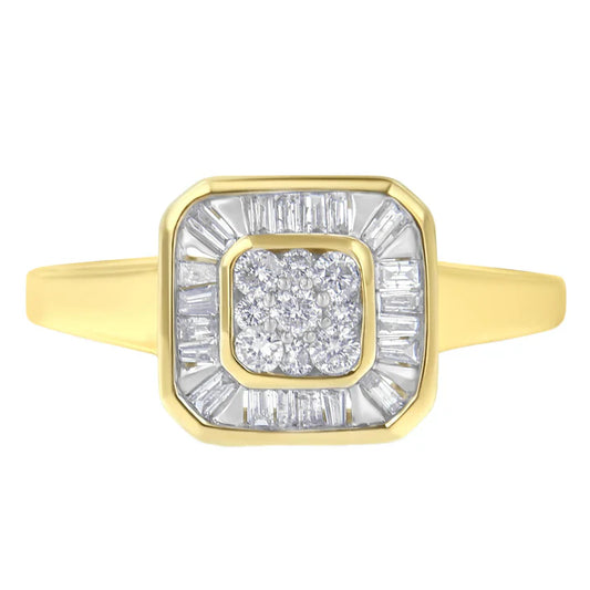 10K Yellow Gold Diamond Cocktail Ring (1/2 Cttw, I-J Color, SI2-I1 Clarity)