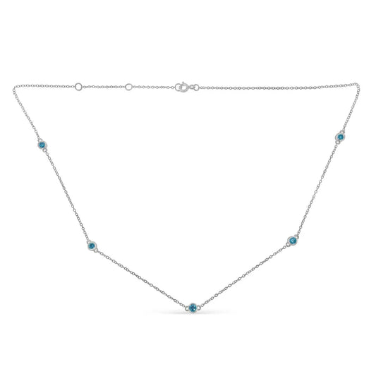 Sterling Silver Treated Diamond By Yard Necklace (1/2 cttw, Blue Color, I2-I3 Clarity)