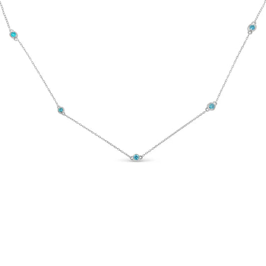 Sterling Silver Treated Diamond By Yard Necklace (1/2 cttw, Blue Color, I2-I3 Clarity)
